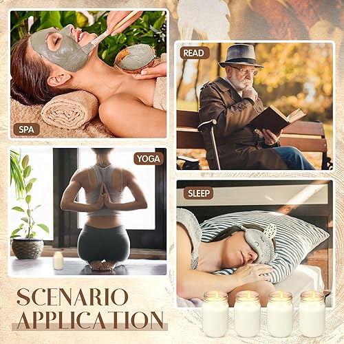 Miniatura 6 de MTLEE Paquete de 4 velas de soja en tarro de 12 onzas con aceites esenciales, velas perfumadas de cera de soja para el hogar, Navidad, cumpleaños,