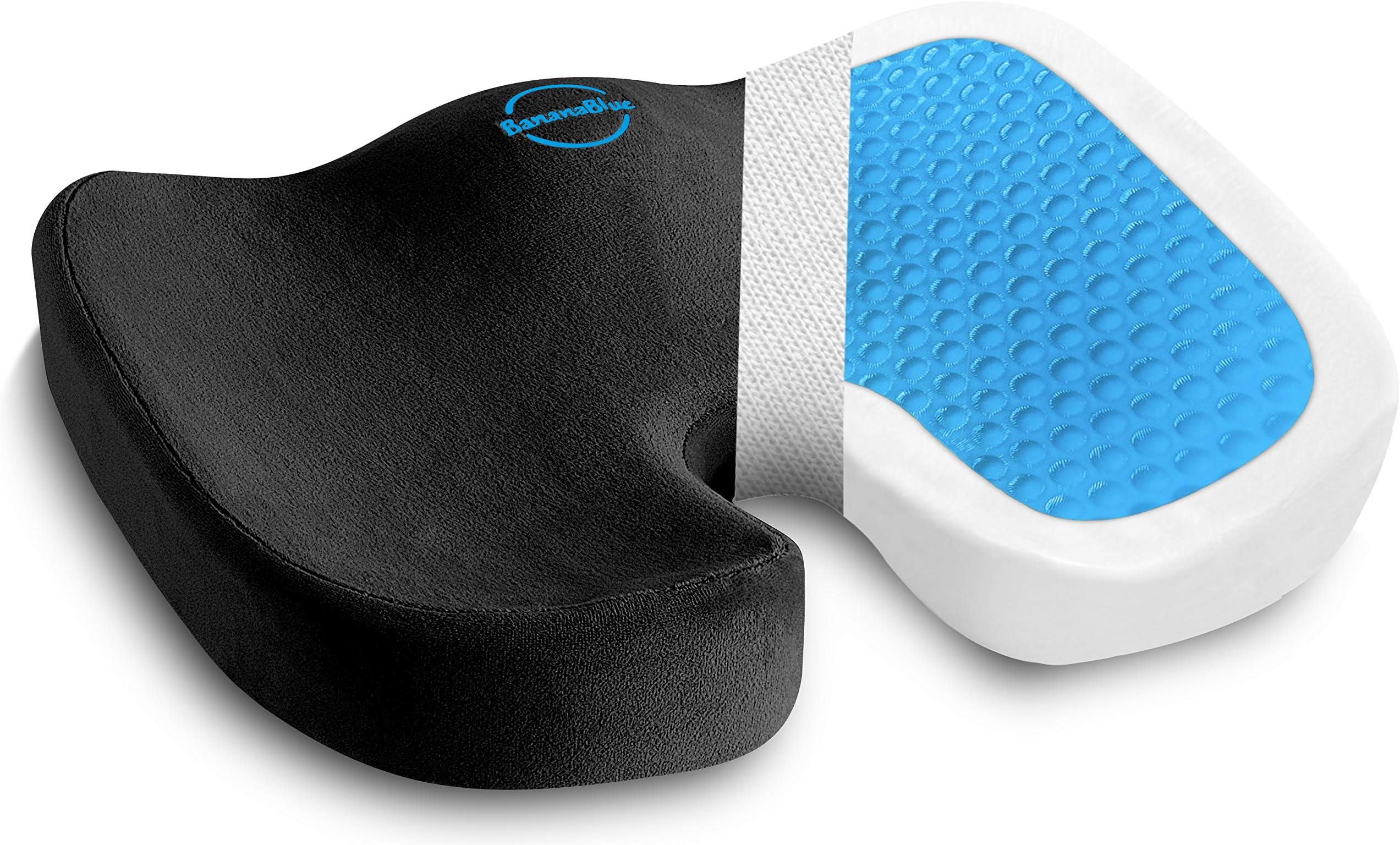 U-Shaped Pro Memory Foam Seat Cushion for Office Chair, Car Seat, Computer and Desk Chairs. Office Chair Cushion for Coccyx, Sciatica, Back, Tailbone Pain Relief. Coccyx Seat Cushion for Back Pain.