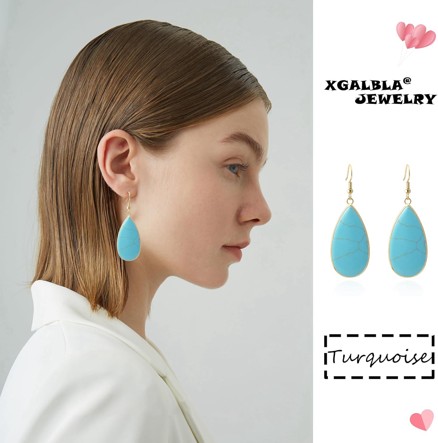 XGALBLA Crystal Healing Stone Earrings Statement Teardrop Dangle Earrings for Women Fashion Colorful Jewelry - Image 6