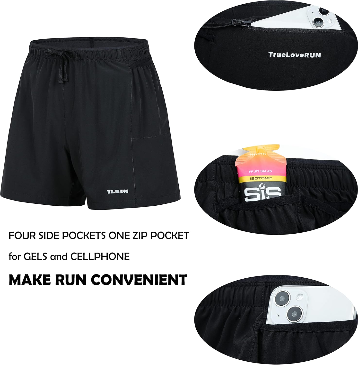 Men's Running Shorts 5 inch Ultra Lightweight with 5 Pockets Quick Dry Marathon Athletic Run Shorts Linerless - Image 2