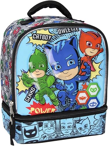 AI ACCESSORY INNOVATIONS PJ Masks - Bolsa de almuerzo aislada con doble compartimento con diseño de cómics 3D