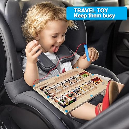 Miniatura 4 de OFUN Laberinto magnético de color y números, juguetes Montessori para niños de 3 a 4 años, actividades de tablero de madera para niños pequeños,