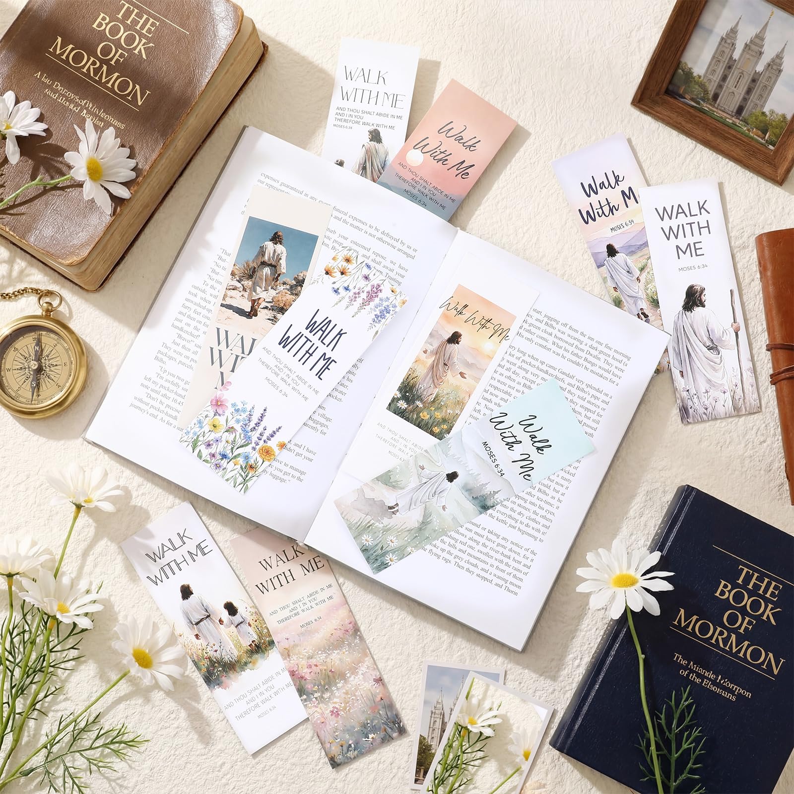 Eaasty 100 Pcs LDS 2026 Youth Theme Bookmarks, Walk with Me Bookmarks for The Church of Jesus Christ, Latter-Day Saints Mormon Church Gifts