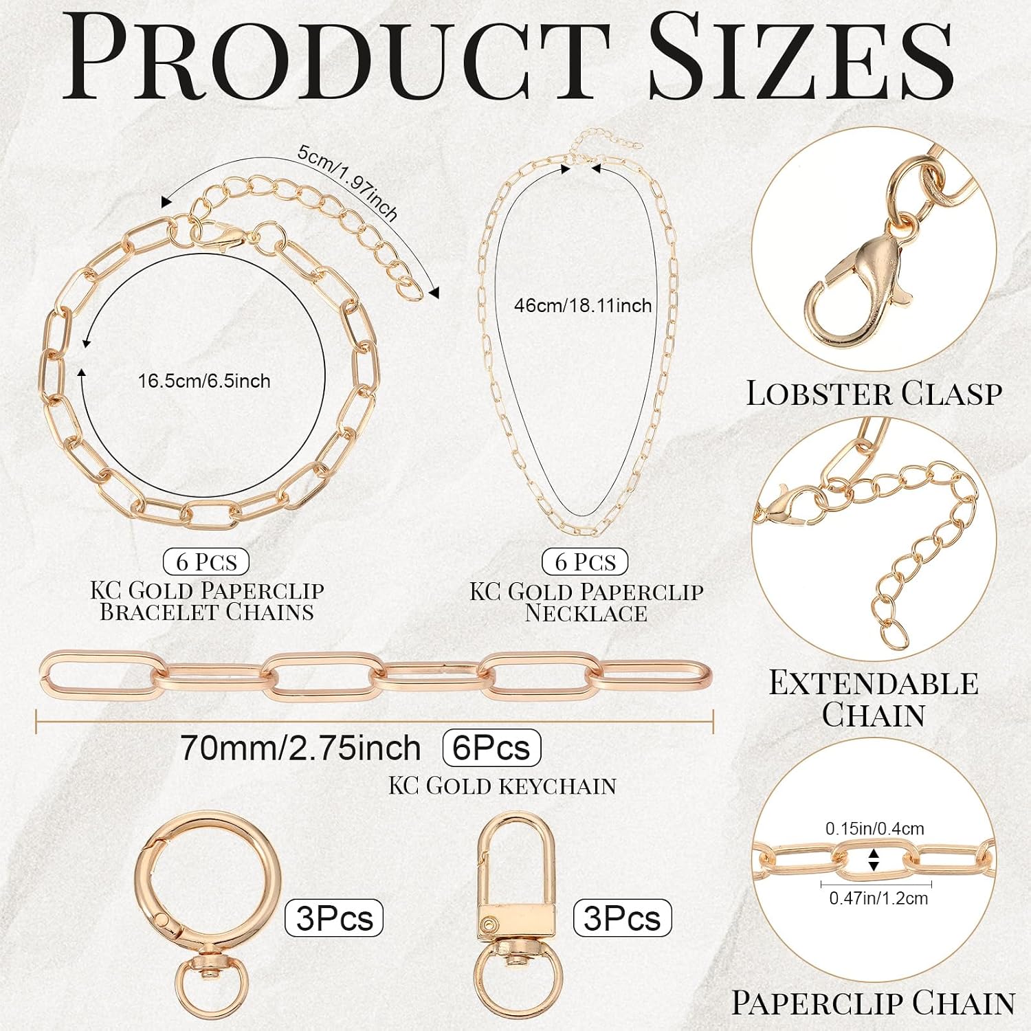Tudomro 440 Pcs Charms Lip Gloss Keychain Making Kit Necklace Bracelets Kit Gold Paperclip Chain, DIY Supplies with Charms, Key Chain Hooks, Jump Rings, Lobster Clasps for Women Christmas Gifts