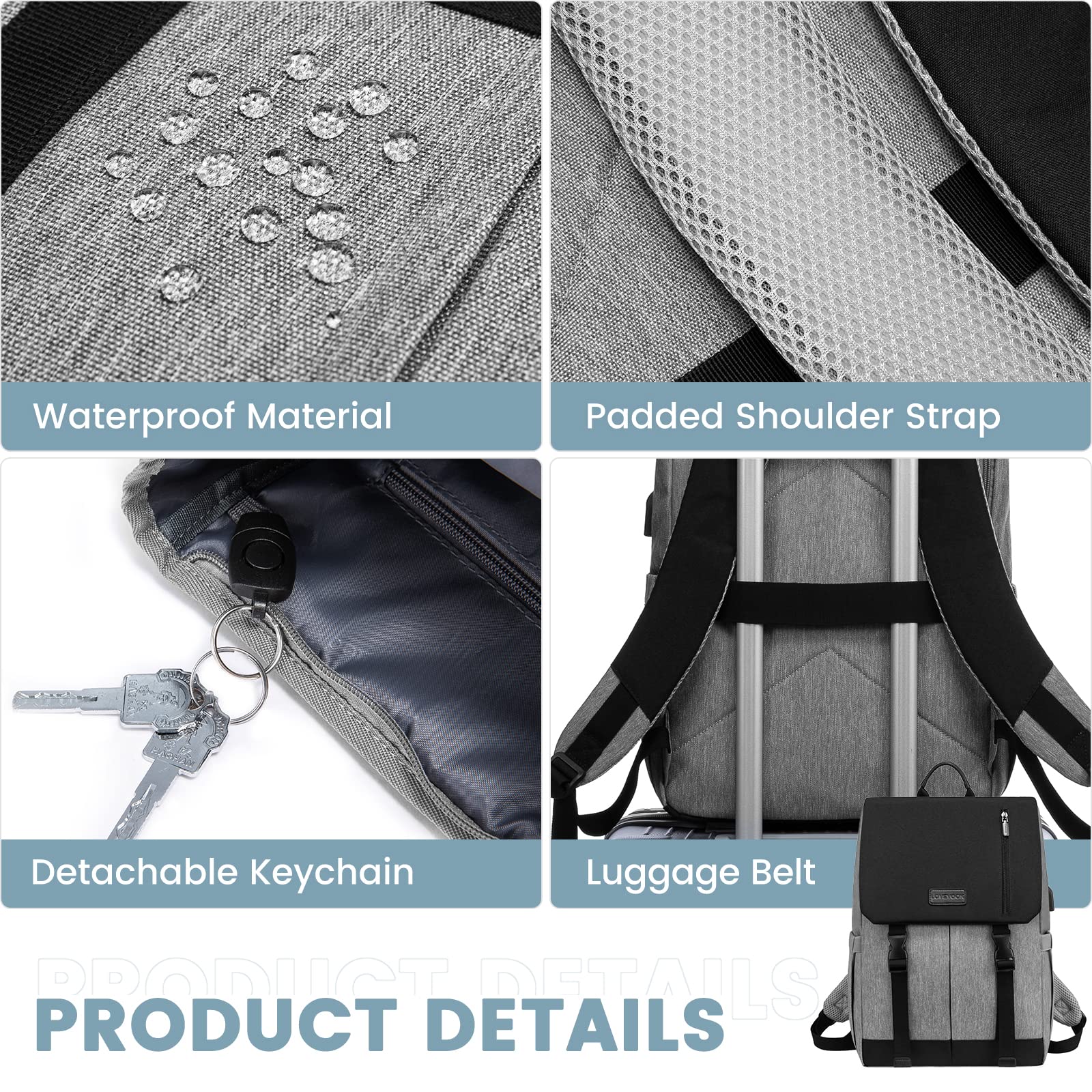 LOVEVOOK Zaino Donna Uomo Borsa Porta PC 15.6 Pollici Zainetto Donna con USB Zaino Scuola Media Superiore Antifurto Zaini Scolastici Impermeabile Laptop Backpack per Università Viaggi Ufficio