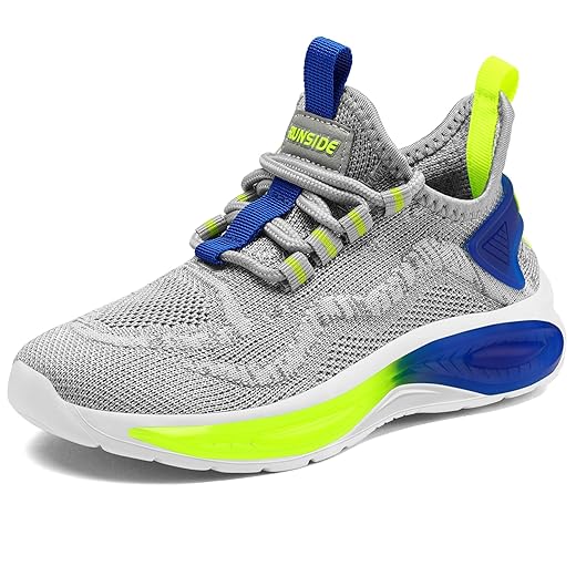RUNSIDE Boys Girls Sneakers, Lace up Kids Tennis Shoes for Walking/Running Lightweight Breathable Gym Shoes Outdoor, Little Kid/Big Kid