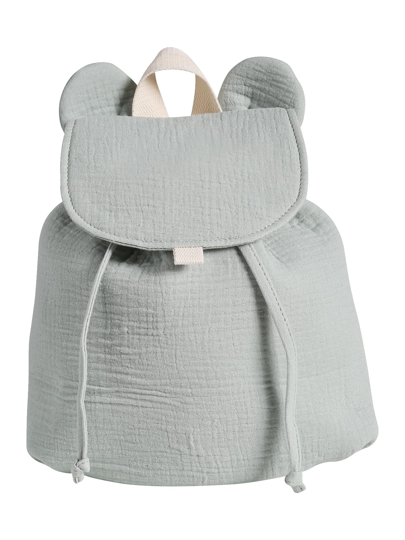VERTBAUDET Sac à dos maternelle en gaze de coton animation oreilles vert sauge TU