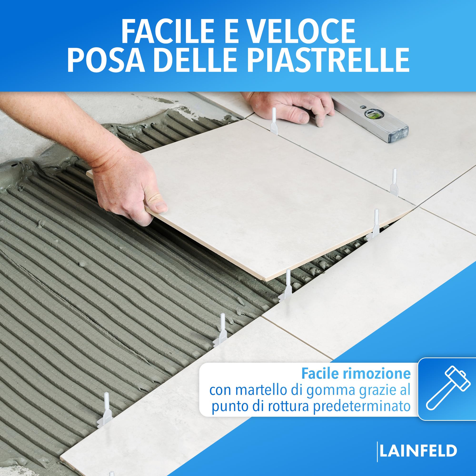 LAINFELD Sistema di livellamento delle piastrelle, larghezza delle fughe di 3 mm, distanziatore per la posa delle piastrelle, strumento per piastrelle a croce 3 mm