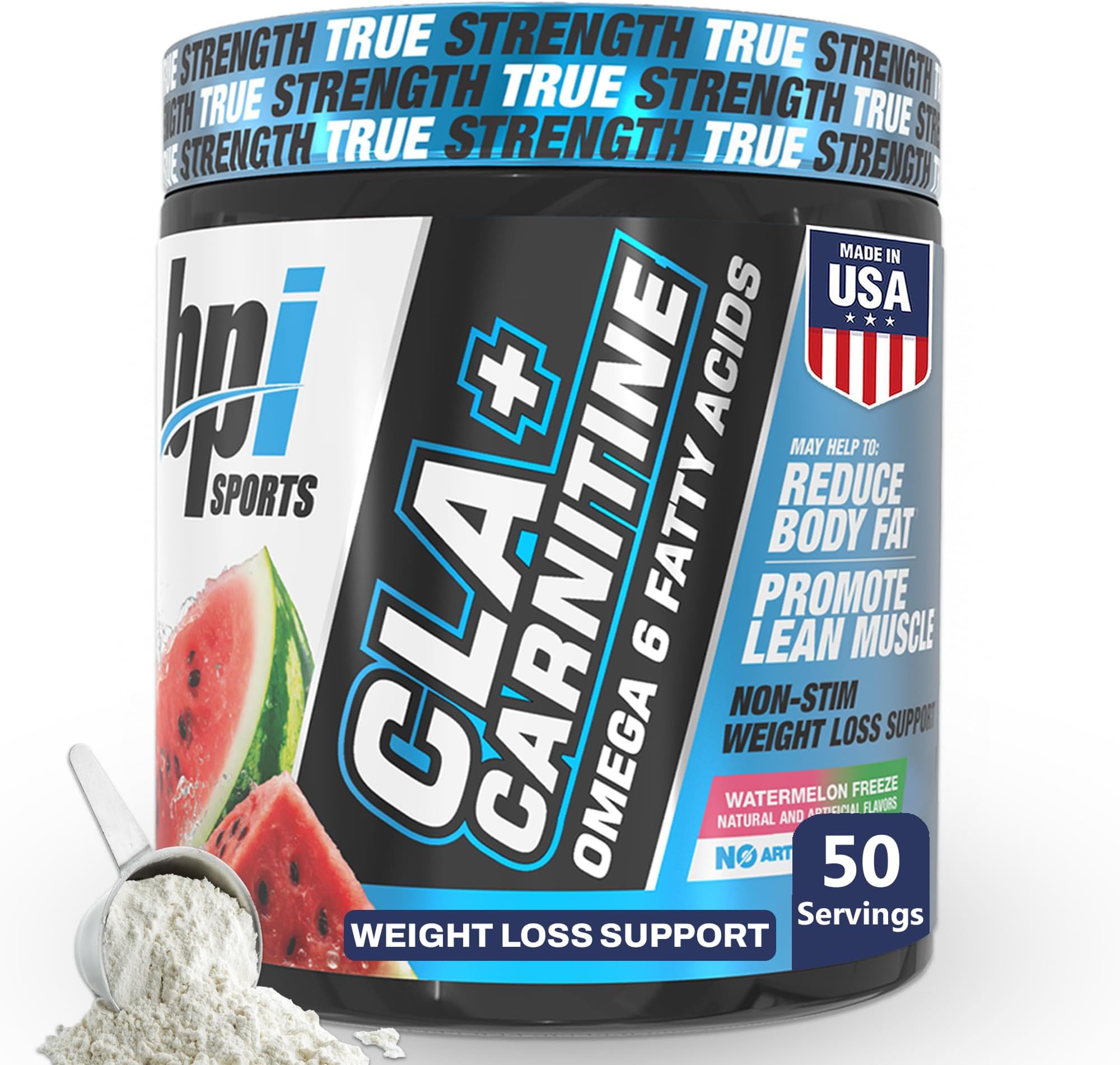 BPI Sports CLA+Carnitine – CLA L Carnitine & Linoleic Acid – L Carnitine Supplement for Weight Loss, Metabolism & Lean Muscle – Caffeine Free – Watermelon – 50 Servings – 12.34 oz