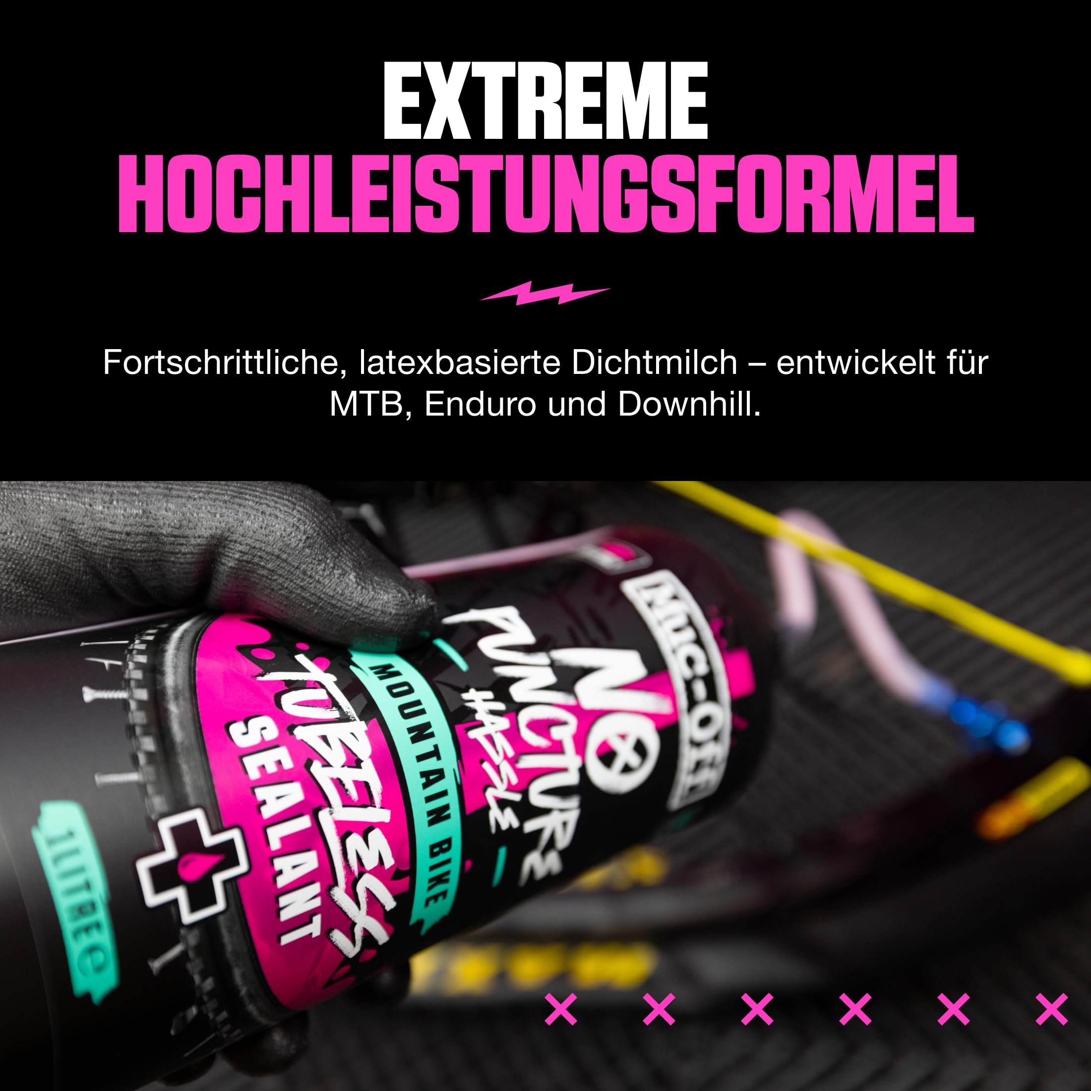 Muc Off No Puncture Hassle Tubeless Sealant Reifendichtmittel, 1 l - Hochwertiges Reifendichtmittel für Schlauchlose Fahrradreifen mit UV-Tracer-Farbstoff, Dichtet Risse und Löcher Bis Zu 6 mm ab