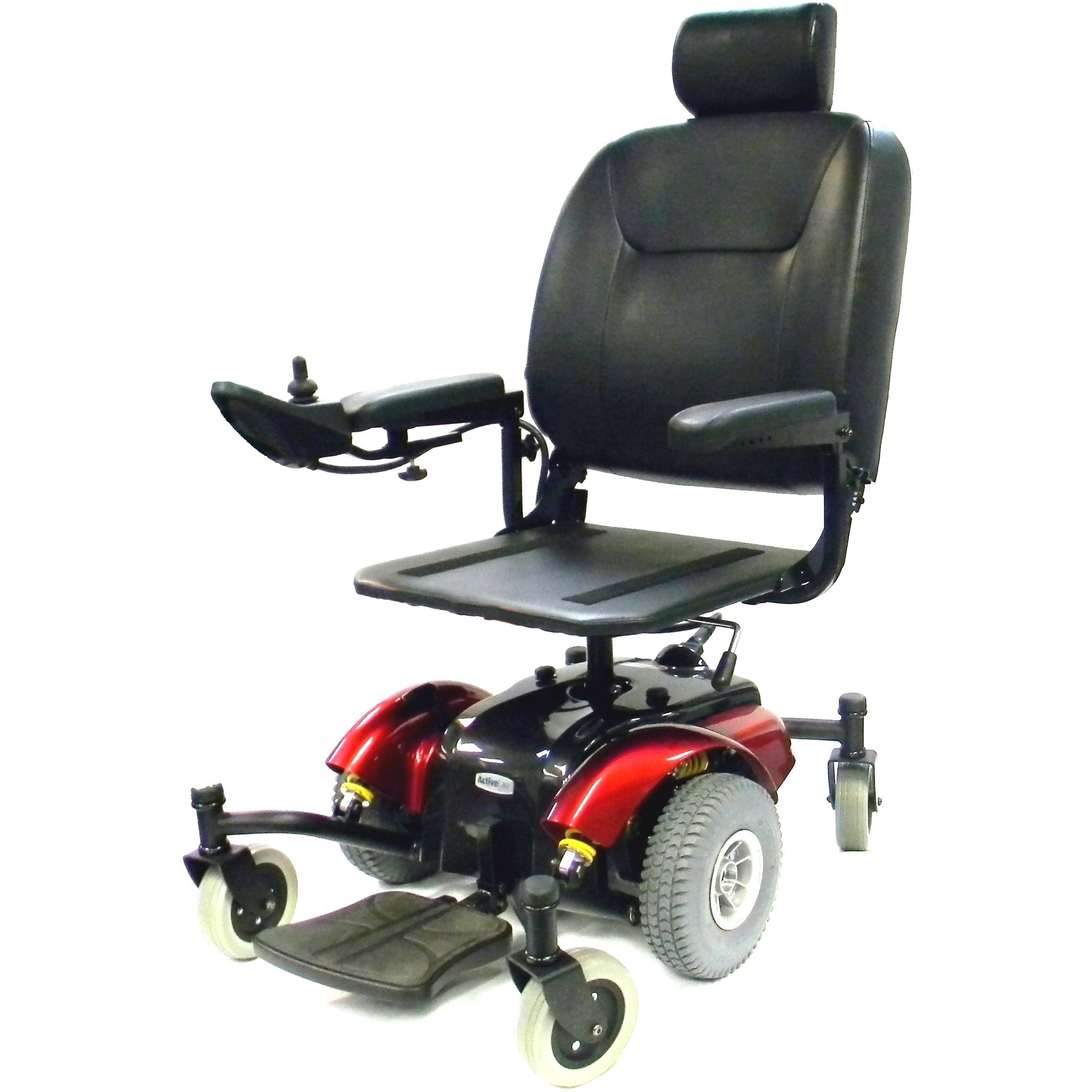Drive Medical Intrepid Mid-Wheel Power Wheelchair Pan Seat Red 18 Inch