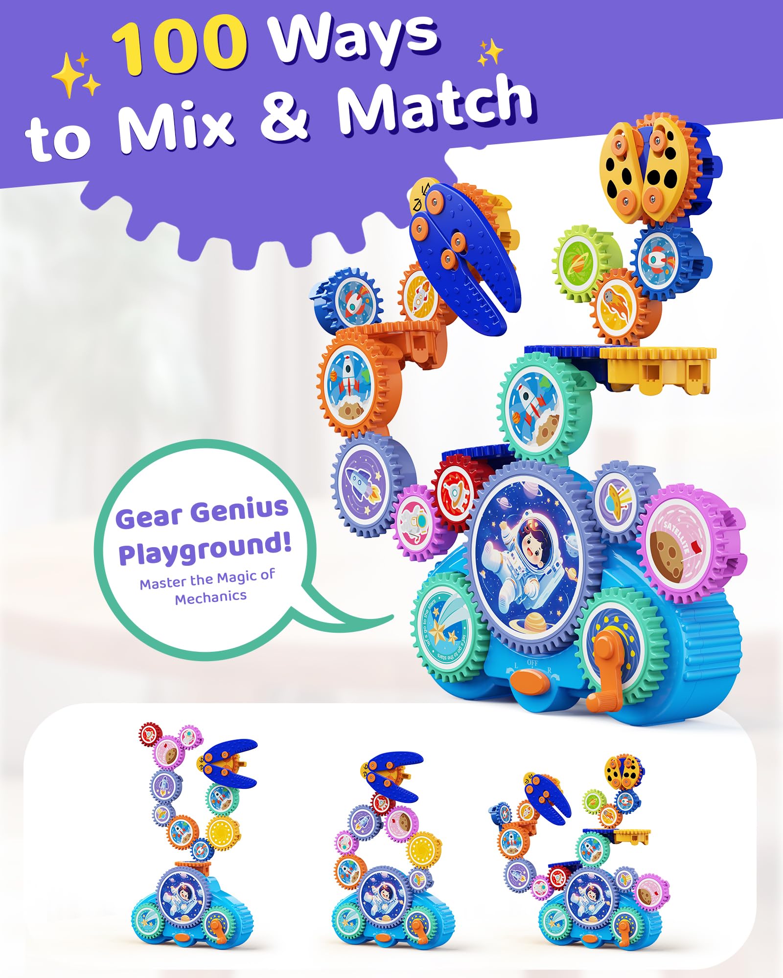 Amazon.com: KOKODI Gear Building Toys for Kids, Electric & Manual