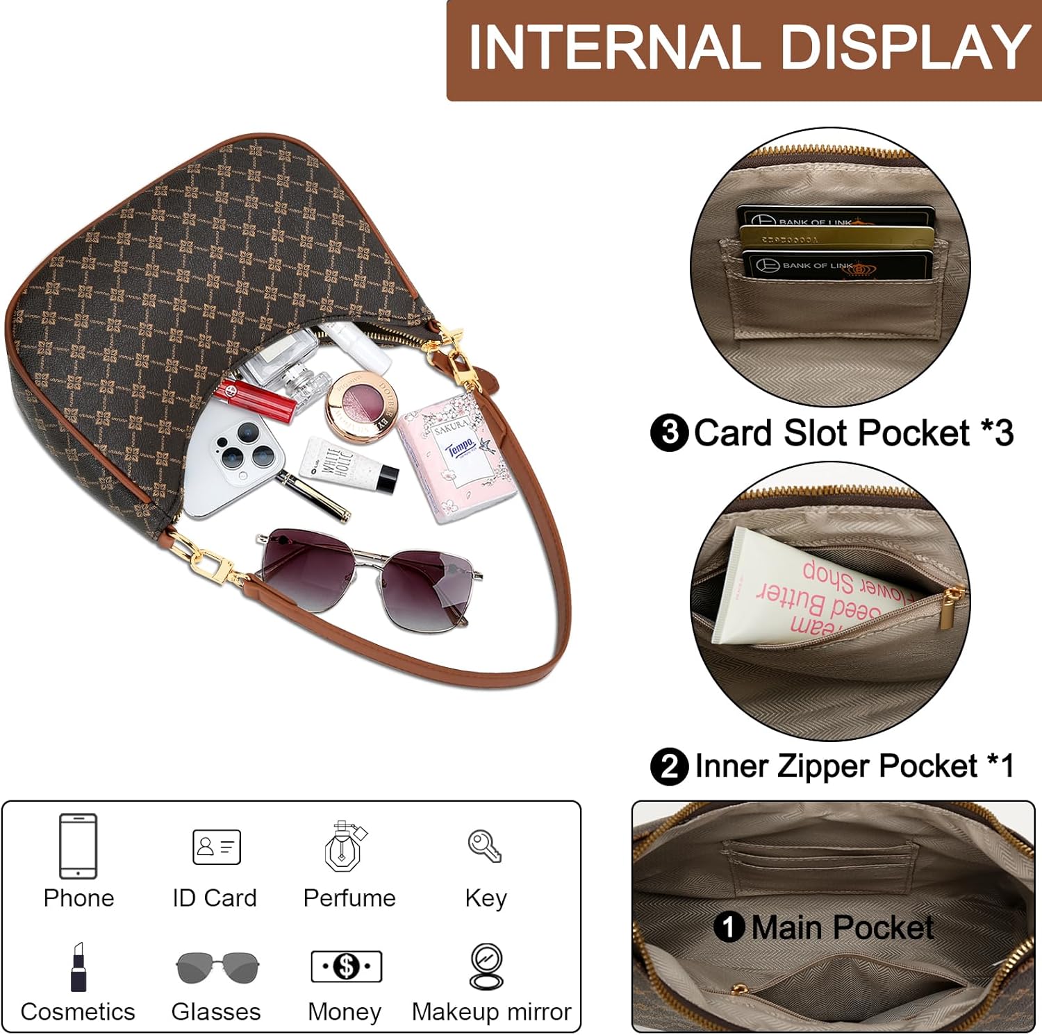 KKXIU Shoulder Bag for Women Cute Hobo Purses and Handbags Retro Clutch Underarm Purse | Cute, Retro, Cute, Retro - Image 5