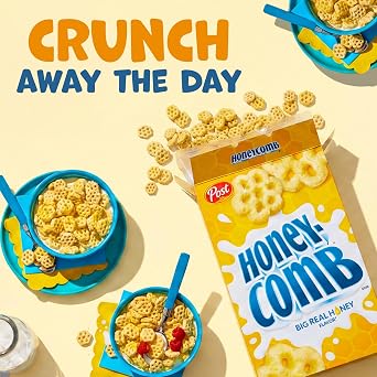Honeycomb Breakfast Cereal, Made with Real Honey, 12.5 oz Box, 12 Pack | Made With Whole Grain, No Artificial Colors And Flavors, Dye Free, On The Go Treat, Snack For Kids And Adults
