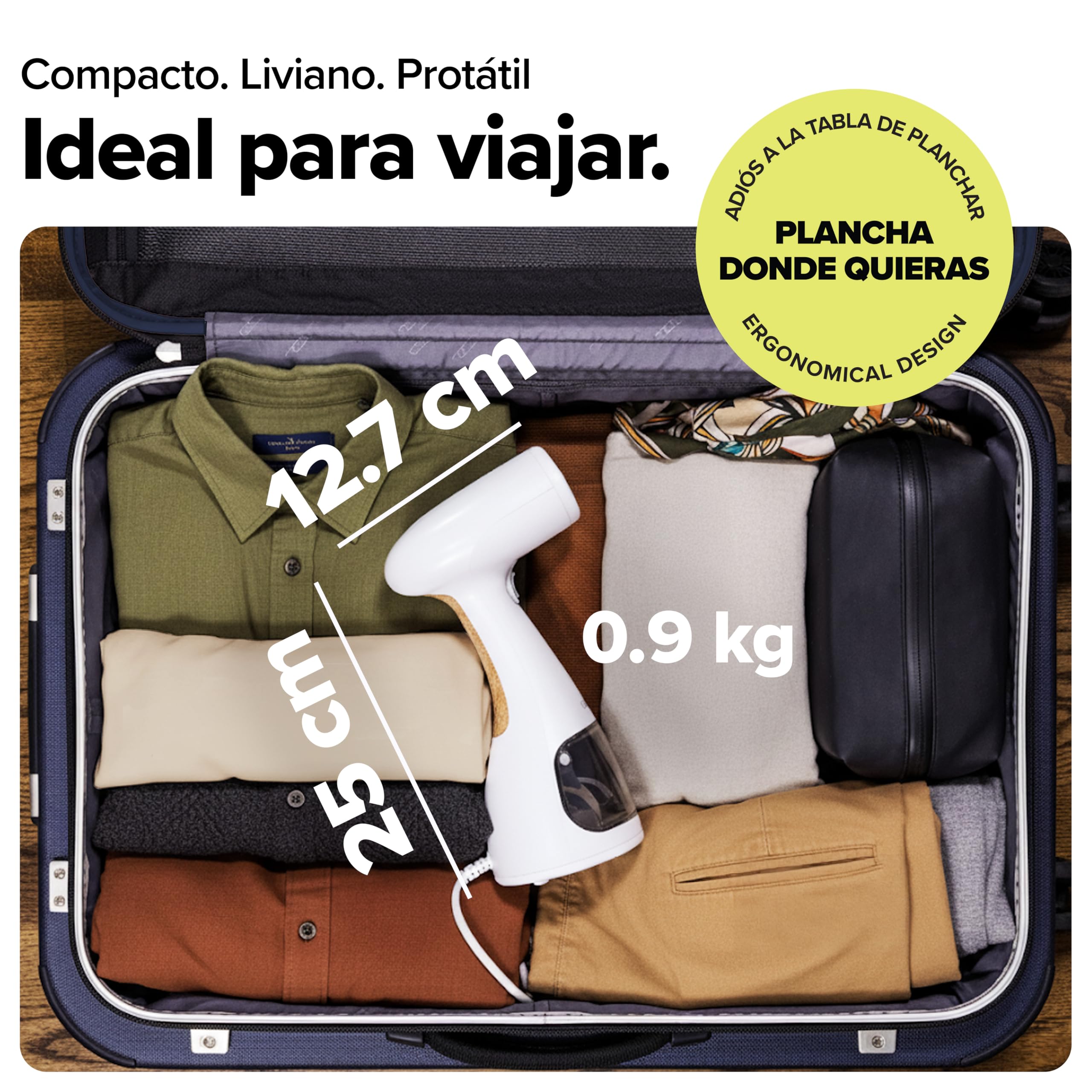 Dupray Voila Vaporizador 3-en-1 Portátil – Steamer de Mano para Ropa, Tejidos y Hogar