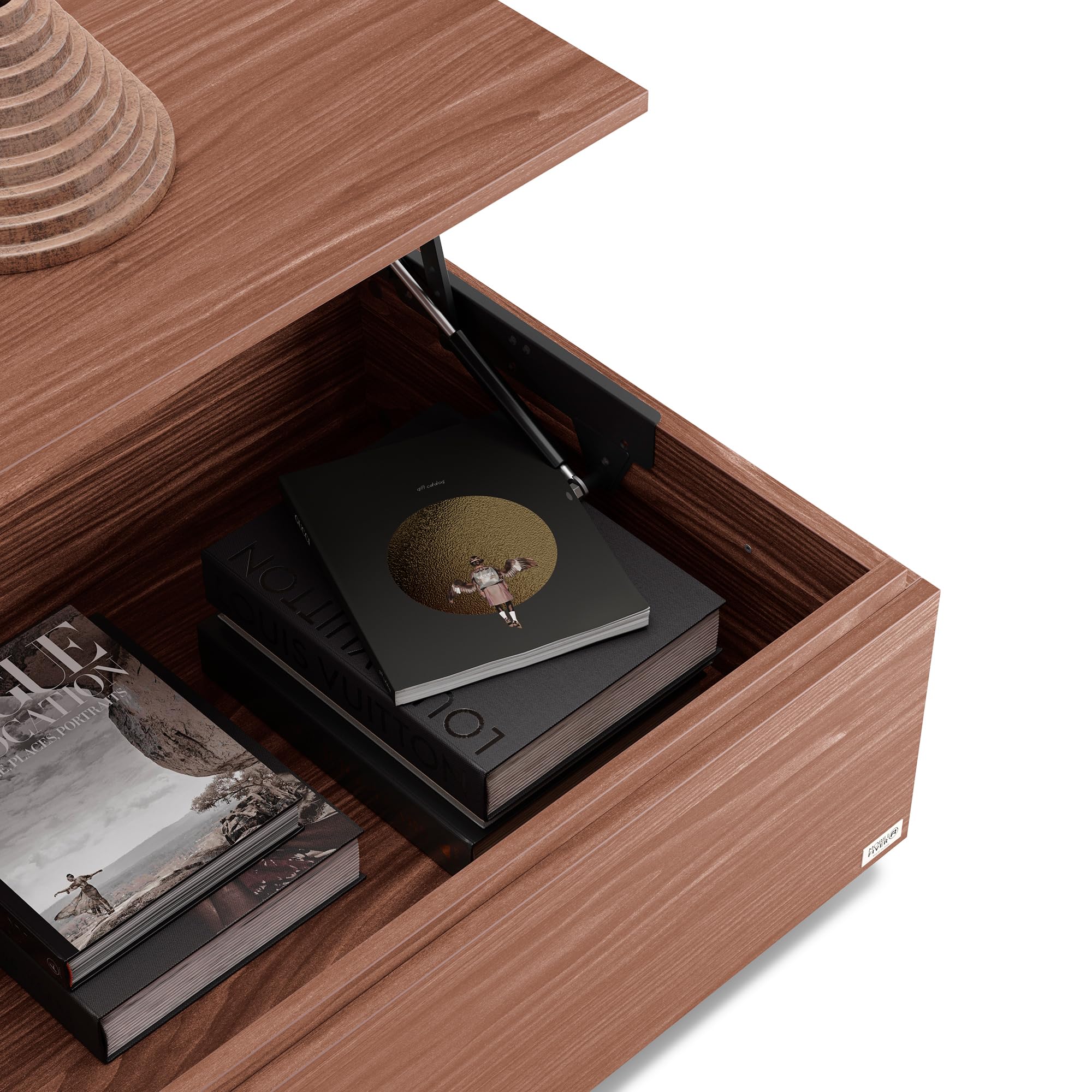 MOBILI FIVER, Mesa de Centro elevable, X, Nogal, mesita salón, mesita Auxiliar Baja, Made In Italy