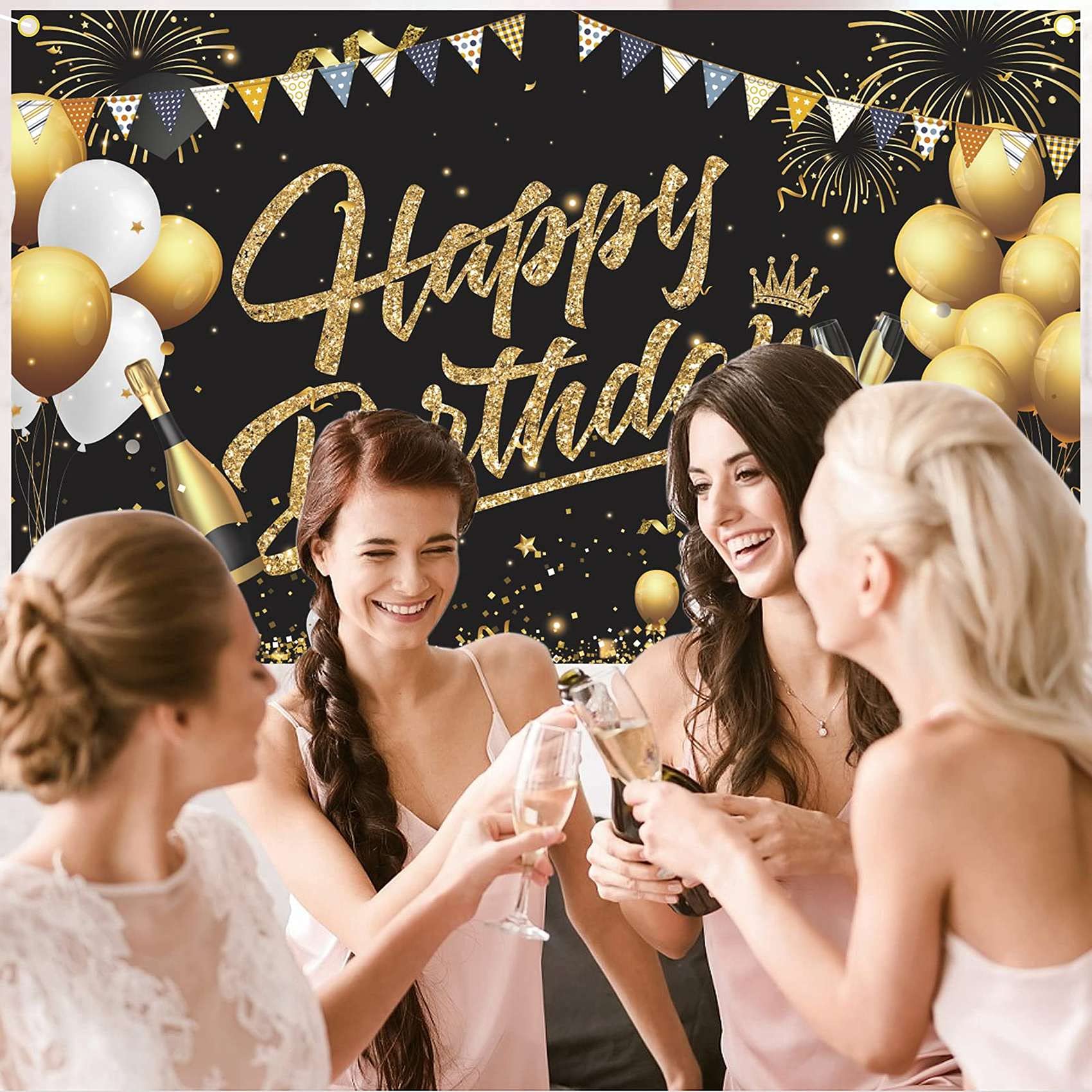 Decorazione Parete 16 Anni Decorazione 16° Compleanno Ragazza - Striscione Oro Rosa 185x90 Cm Con Corda, Perfetto Per Feste E Foto Decorazione Festa Ragazza