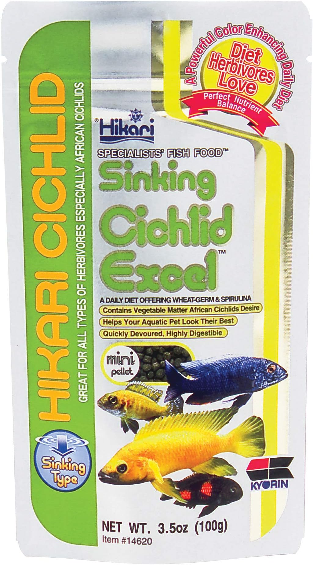 3.5-Ounce Cichlid Excel Sinking Pellets for Pets, Min
