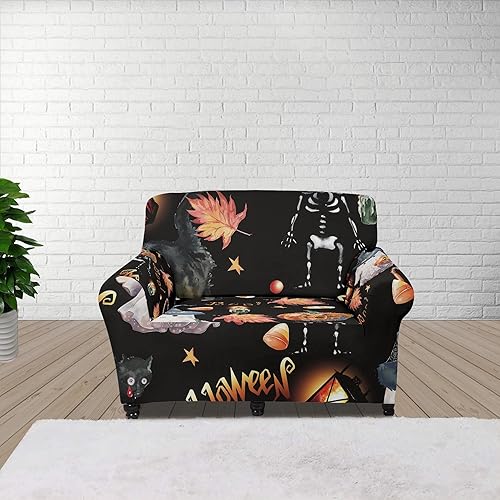 Miniatura 2 de Funda de sofá de Halloween con diseño de calabaza para sofá de 3 plazas, protector de muebles, funda de sofá lavable de 3 plazas