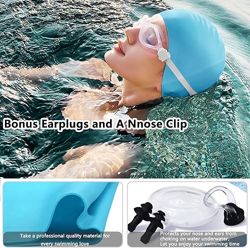 Miniatura 5 de Meidely - Gorro de natación de silicona, resistente al agua, para cabello rizado, corto, mediano a largo, gorro de baño para mantener tu cabello