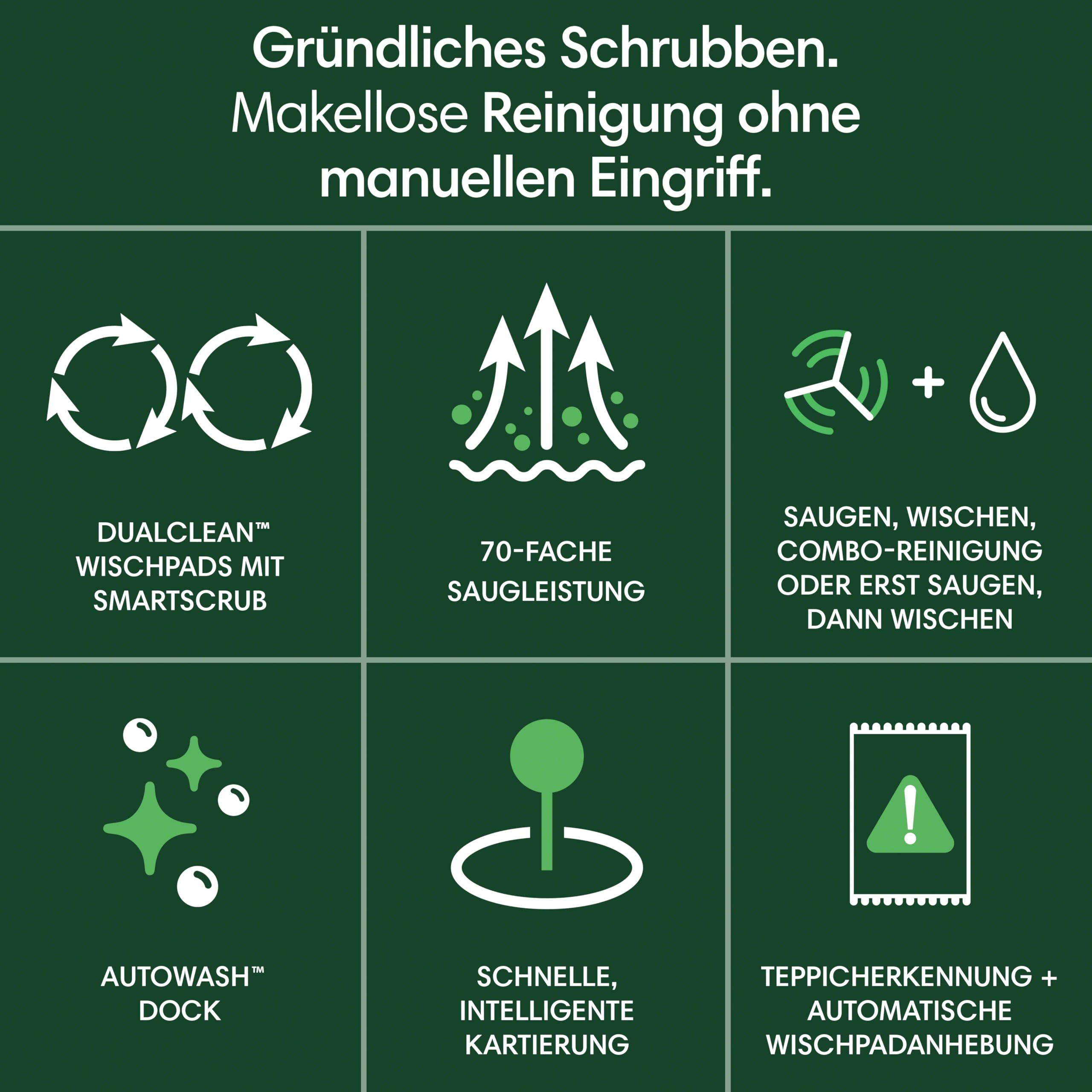 iRobot Roomba Plus 405 Combo Robot + AutoWash Dock Saugroboter mit Wischfunktion - Clearview LiDAR - 7000Pa - DualClean Wischpads - SmartScrub - Teppicherkennung - 75 Tage Entleerung - Weiß