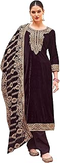 DRAVINAM Trends Women's Unstitched Premium Velvet Embroidered Salwar suit Dress Material with Velvet Heavy Embroidered Dup...