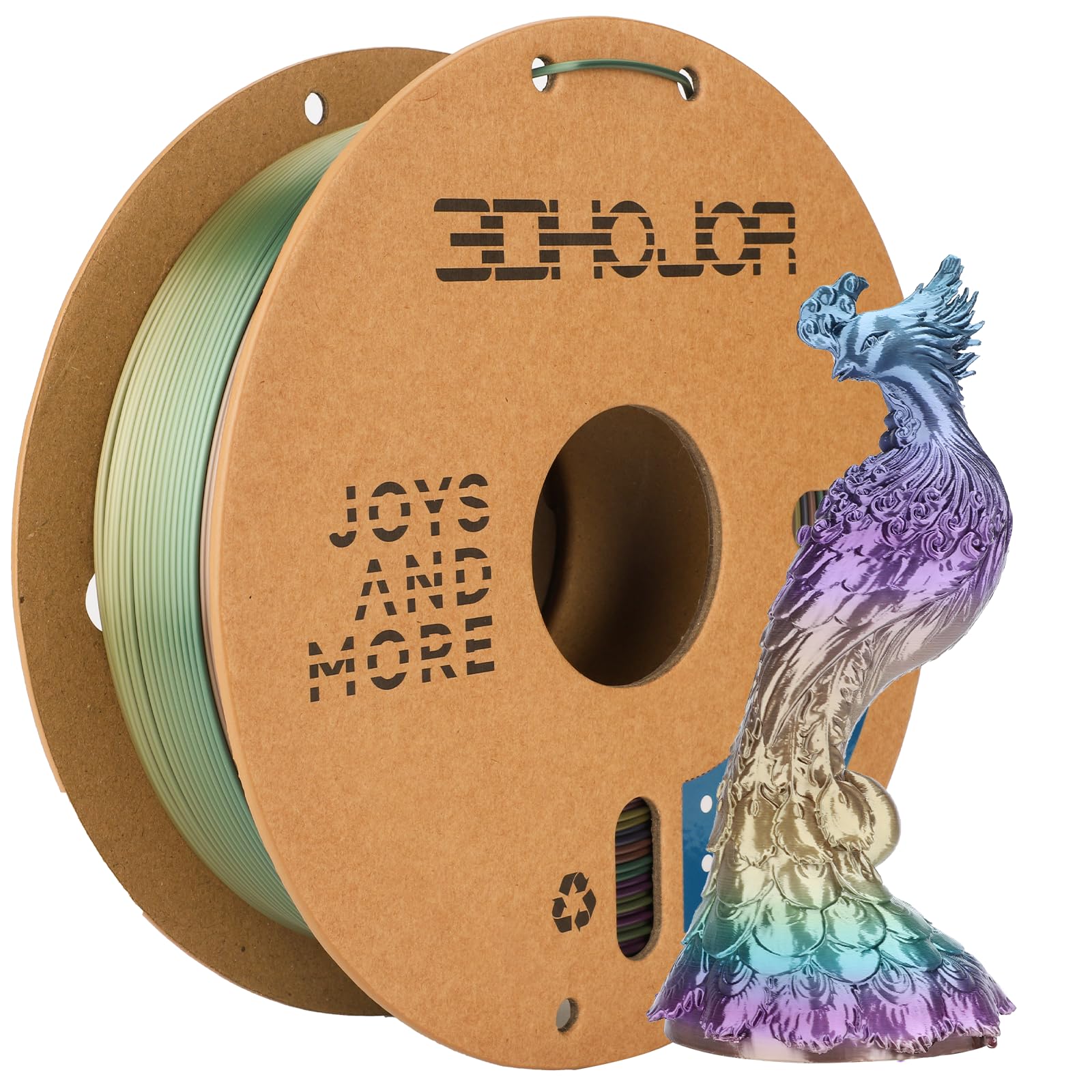 3DHoJor Filamento de impresora 3D de ácido poliláctico de seda de 1.75 mm, sedoso, brillante, gradiente rápido, cambio de color, multicolor, filamento PLA de 2.2 libras, carrete para impresoras 3D FDM