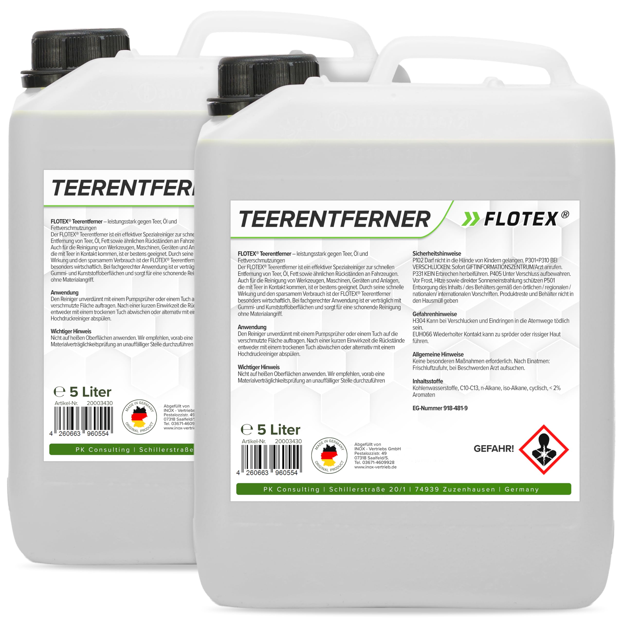 Profi Teerentferner Auto - 2x5L I Teer Entferner für Auto, Wohnmobil, Werkzeuge & Mehr - Löst effektiv Rückstände von Teer, Bitumen, Öl & Fett I Bitumen Entferner, Baumharzentferner
