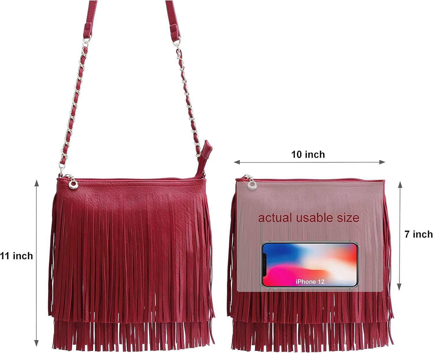 Solene Fringe Crossbody Shoulder Bag with Strap, Tassel Messenger bag, Country Style Western Fringe Purse for Women - Image 6