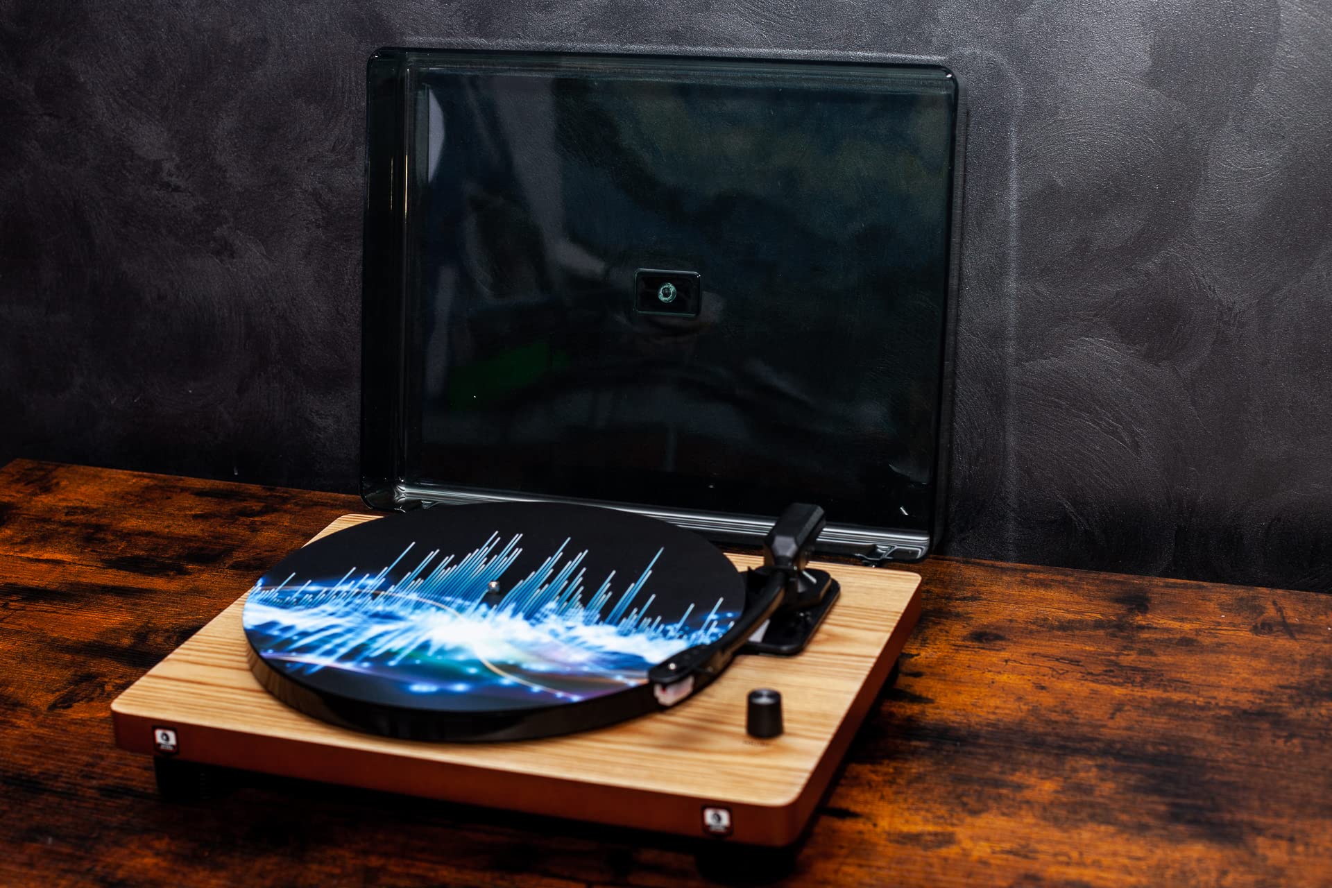 Slipmat Tapis de tourne-disque en caoutchouc "Waves Of Sound" – Tapis pour gramophone 30,5 cm
