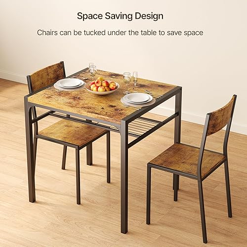 Miniatura 4 de Gizoon Juego de mesa de comedor para 2, mesa de cocina de 3 piezas con 2 sillas para espacios pequeños, apartamento, cocina, comedor, ahorro de