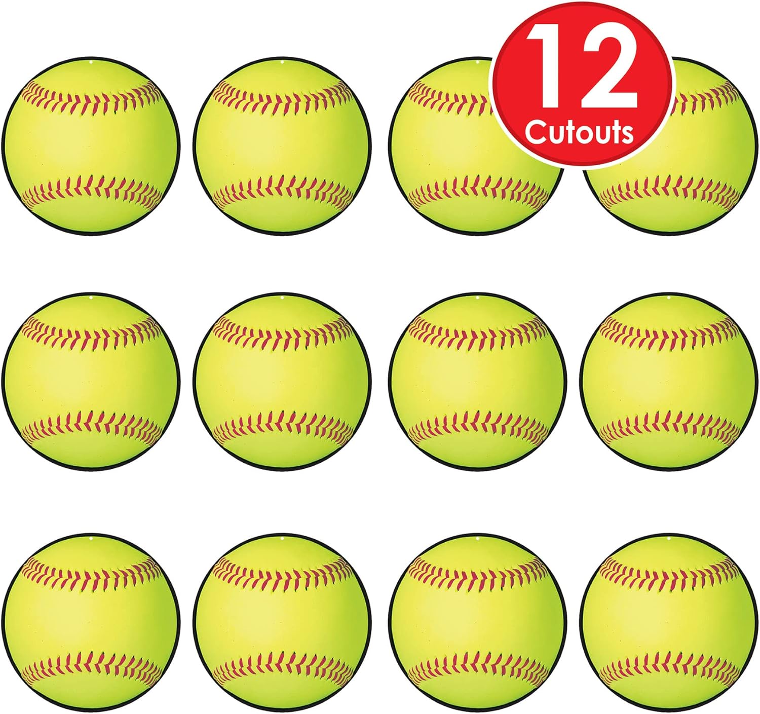 Beistle 12 Piece Softball Party Decorations Fastpitch Cutouts for Sports Theme Party Supplies