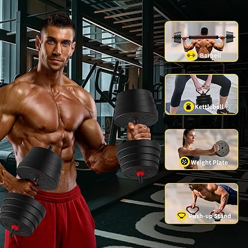 Miniatura 2 de Juego de mancuernas ajustables, mancuernas intercambiables 4 en 1, mancuernas, pesas rusas y soporte de levantamiento de pesas, mancuernas