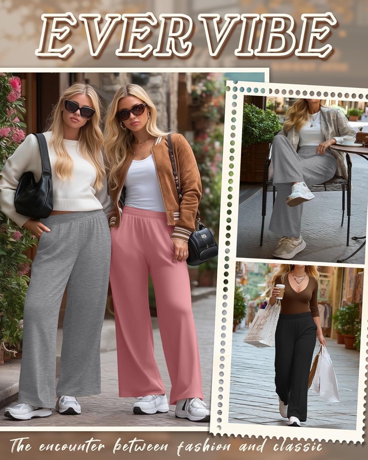 3 Pack Women's Plus Size Wide Leg Pants Baggy Yoga Pajama Pants Elastic Waist Casual Lounge Trousers with Pockets - Image 3