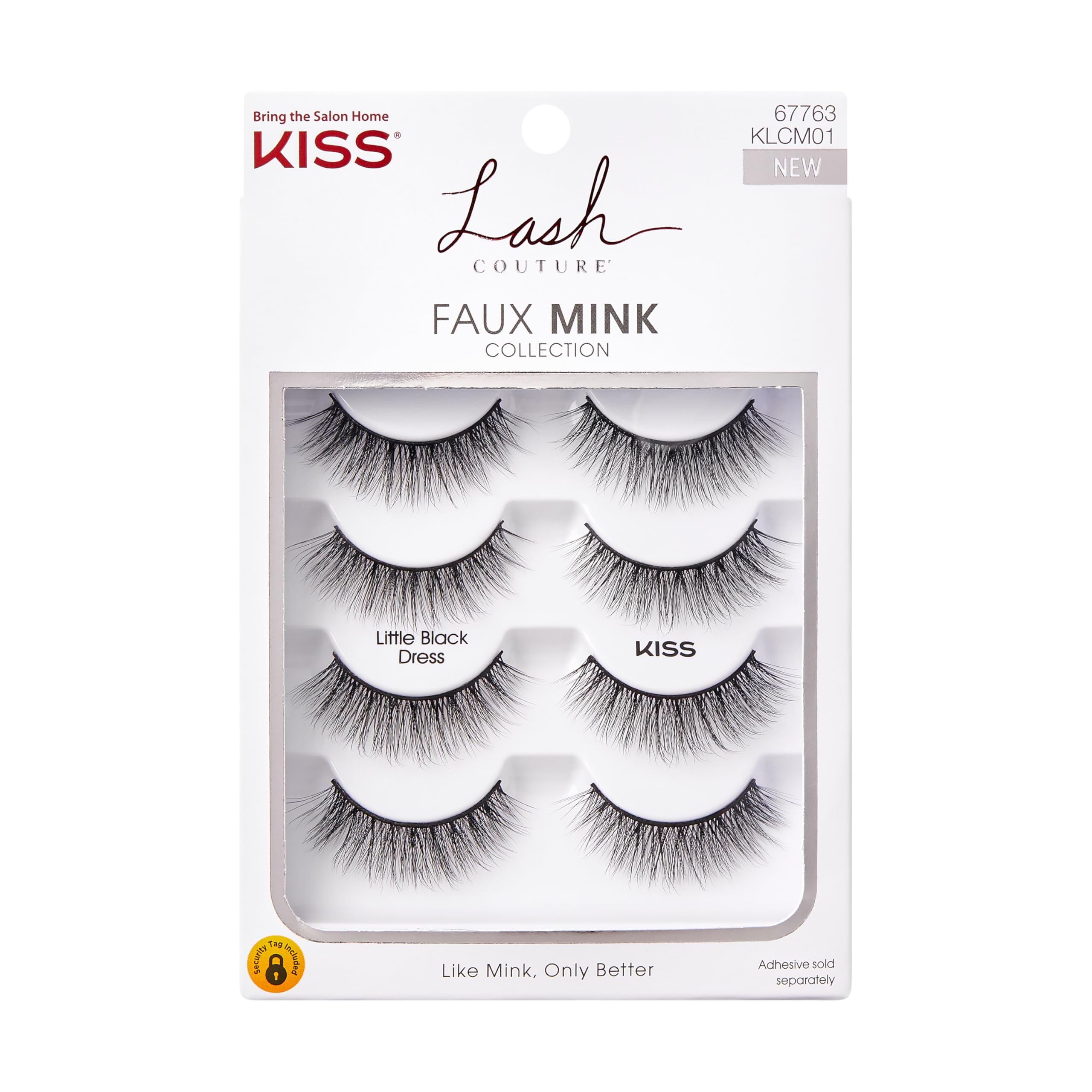 KISS Lash Couture Faux Mink False Eyelashes Multipack, Knot-Free Lash Band, Reusable, Contact Lens Friendly, Easy To Apply, Ultrafine, Tapered, Synthetic Fake Lashes, Style Little Black Dress, 4 Pairs