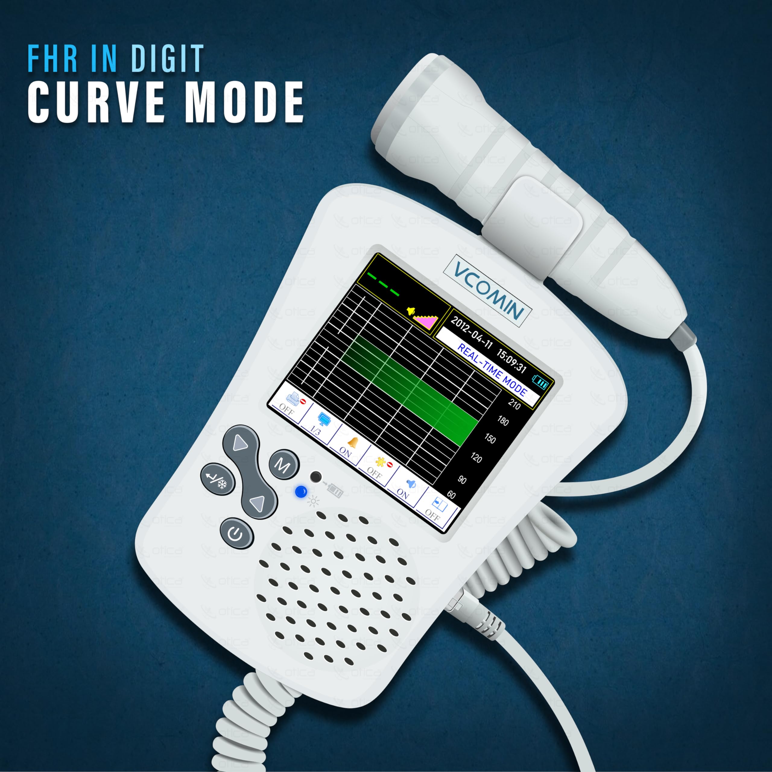 OTICA Vcomin Fetal Doppler for Baby Heart Rate Monitoring (Black Display, 300D) - Image 5 thumbnail