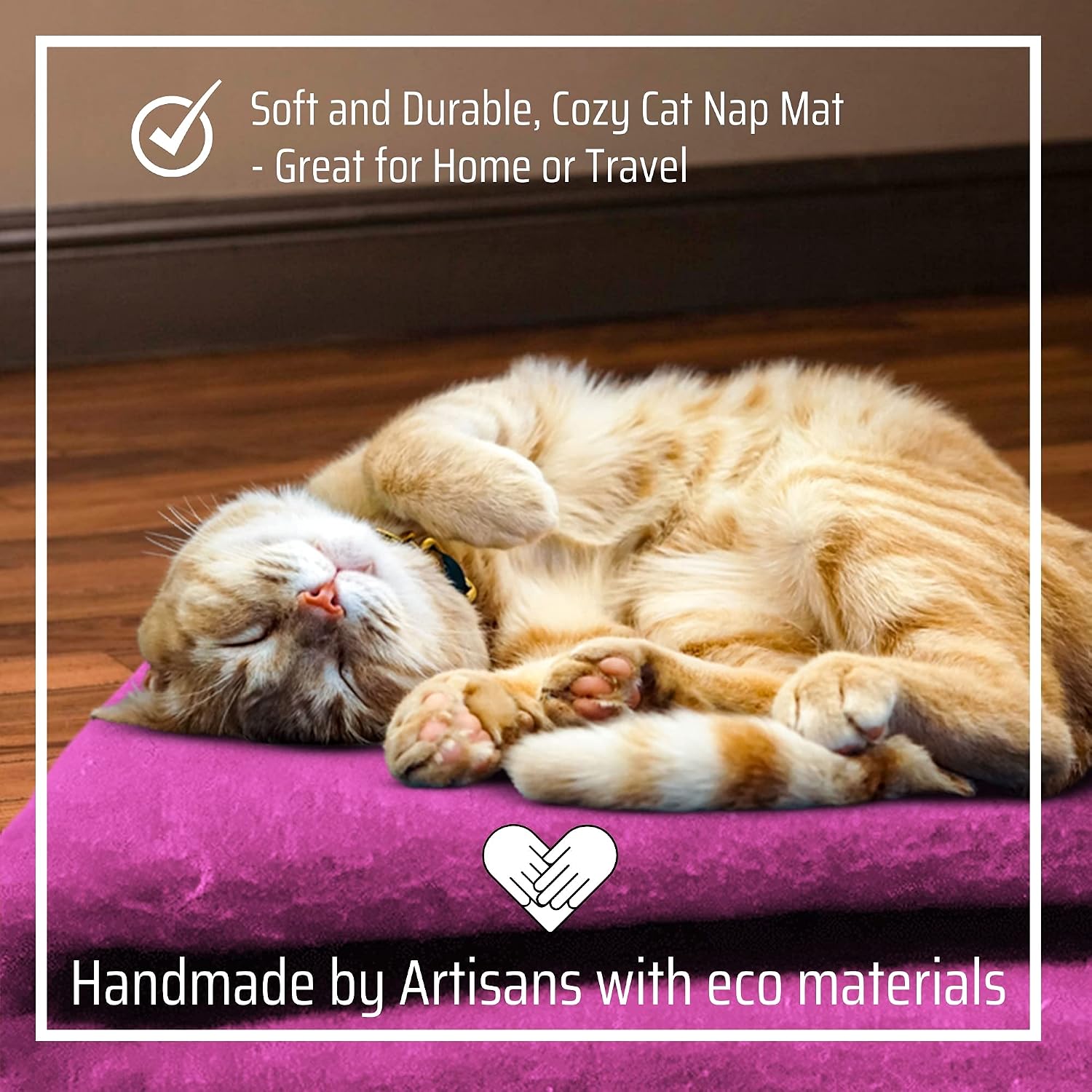 DFC Dragonfly Creek Wool Cat Mat -Fair Trade and Eco Friendly Wool Cat Bed with Felted Toys- Multipurpose Sleeping Bed for Playtime and Napping- Soft and Cozy Felt Cushion