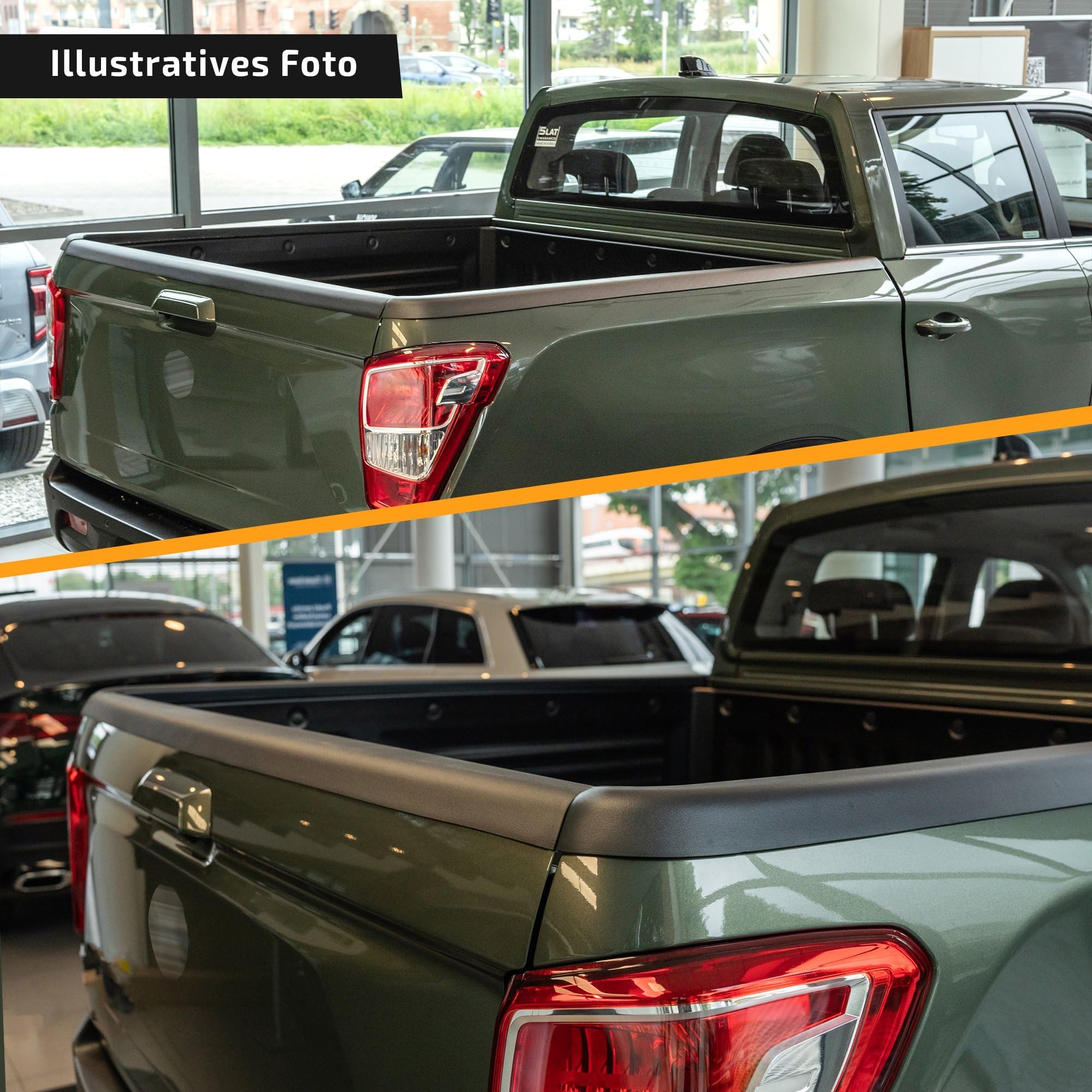 CHROMEMASTER Rantabdeckung für Pick-up Ladefläche Kompatibel mit Ford Ranger Crew Cab 4D 2011-2023 | Robuste Schutzleiste für die Ladekante; Ladekantenschutz, Kratzschutz und Kantenschutz; Kunststoff