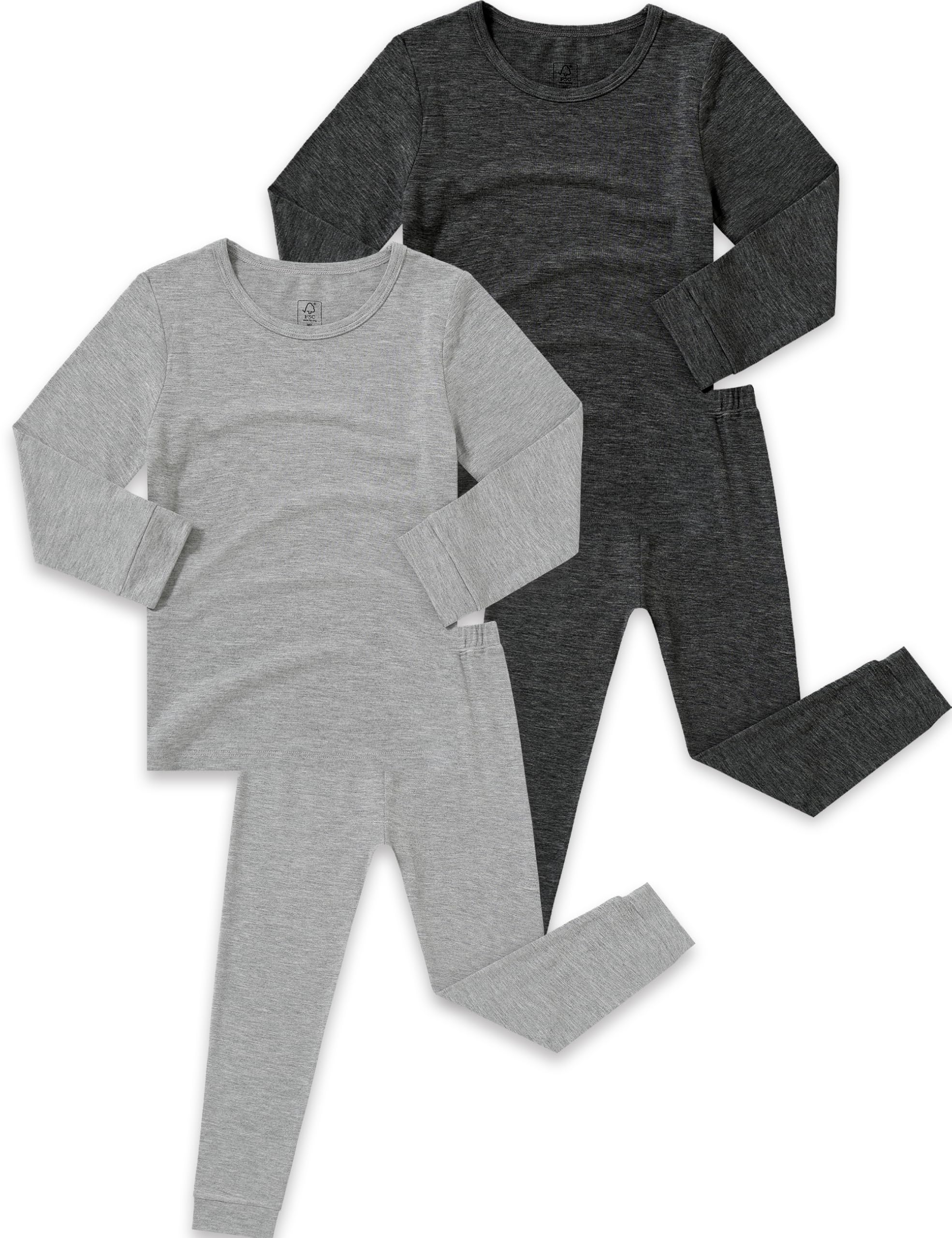 JunNeng Bamboo Viscose Pajamas for Toddler Baby, Boys Girls Solid Snug Fit Pajamas Long Sleeve Sleeper