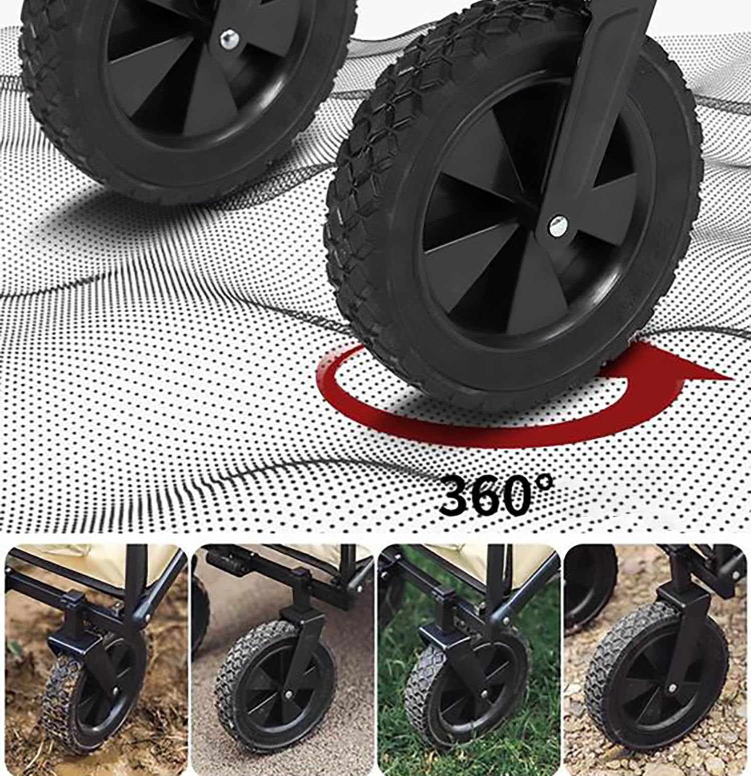 Carrito Plegable de Carga con Ruedas, Carro de Transporte Compacto y Ligero, Ideal para Compras, Playa,Jardín y Camping, Manillar Ajustable y Gran Capacidad, Fácil de Guardar (Ruedas estrechas)