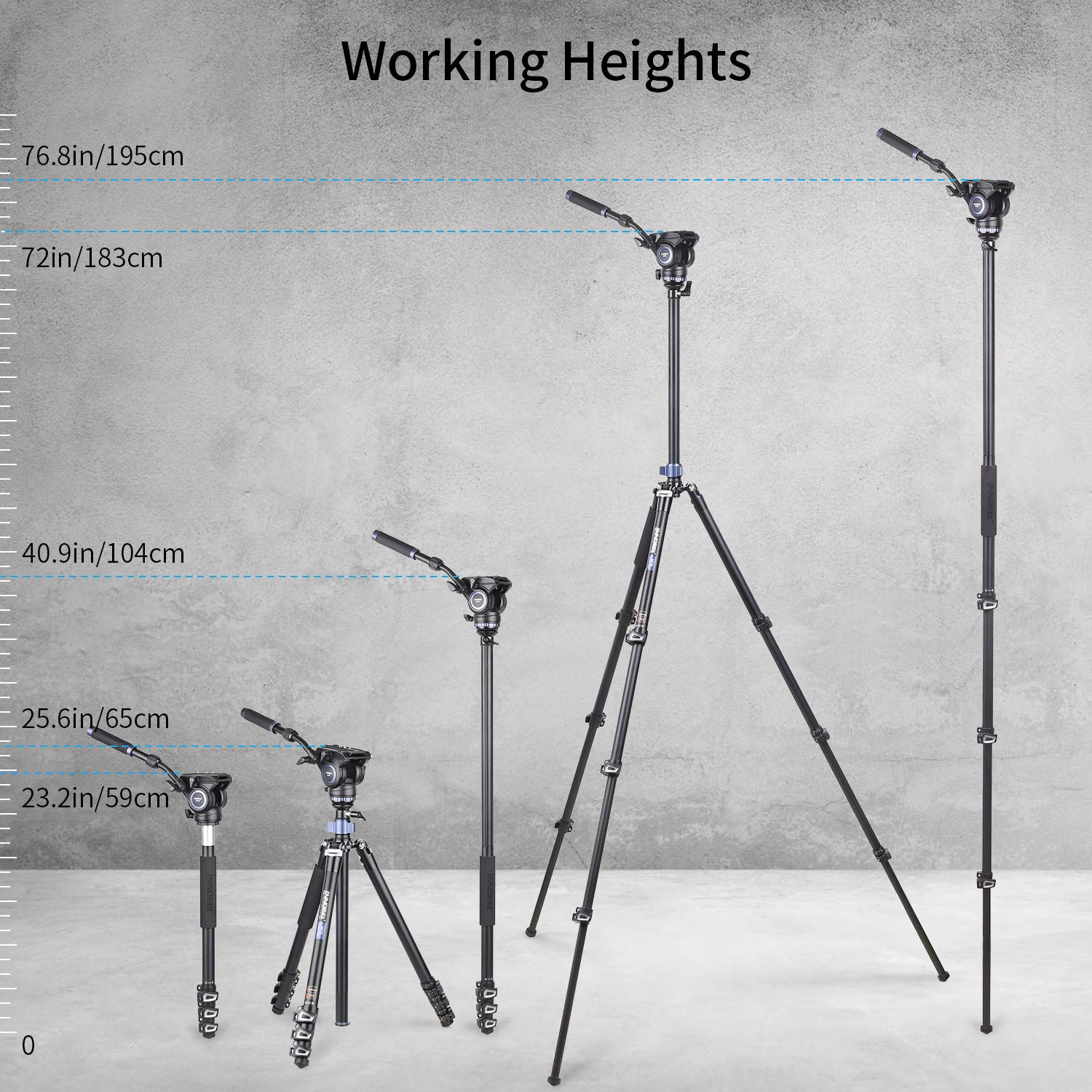 INNOREL MT70 Profesjonalny statyw do kamery wideo 183 cm, z głowicą do przesuwania płynu, 4-częściowy kompaktowy aluminiowy statyw z możliwością zamiany na monopod do lustrzanki cyfrowej, kamery wideo