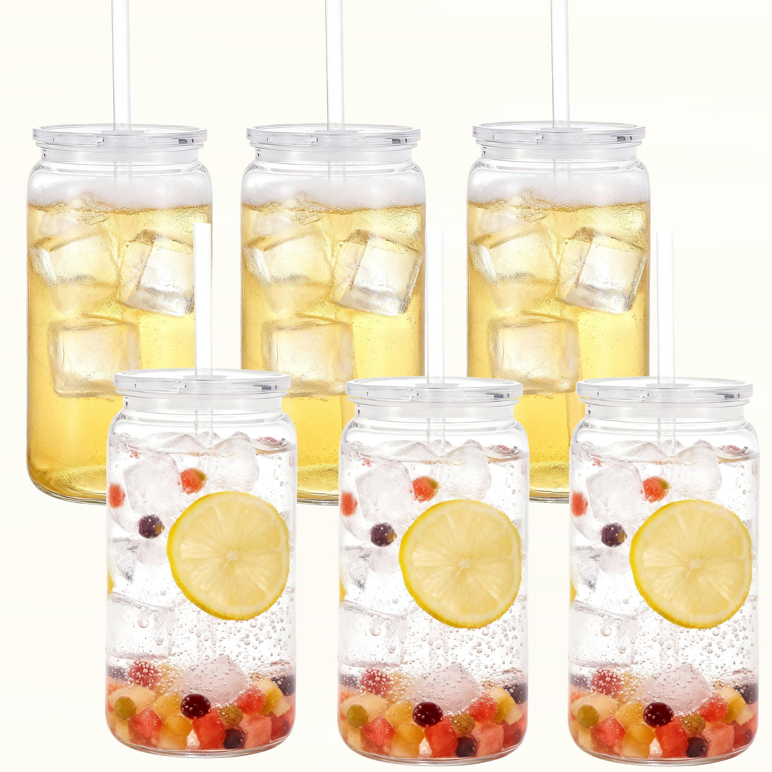 Lot de 6 gobelets en plastique réutilisables transparents vaisselle rigide