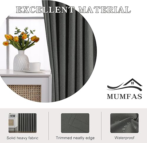 Miniatura 5 de MUMFAS Cortina plisada opaca para dormitorio, sala de estar, pasillo, con aislamiento térmico para oscurecer la habitación, panel de cortina para