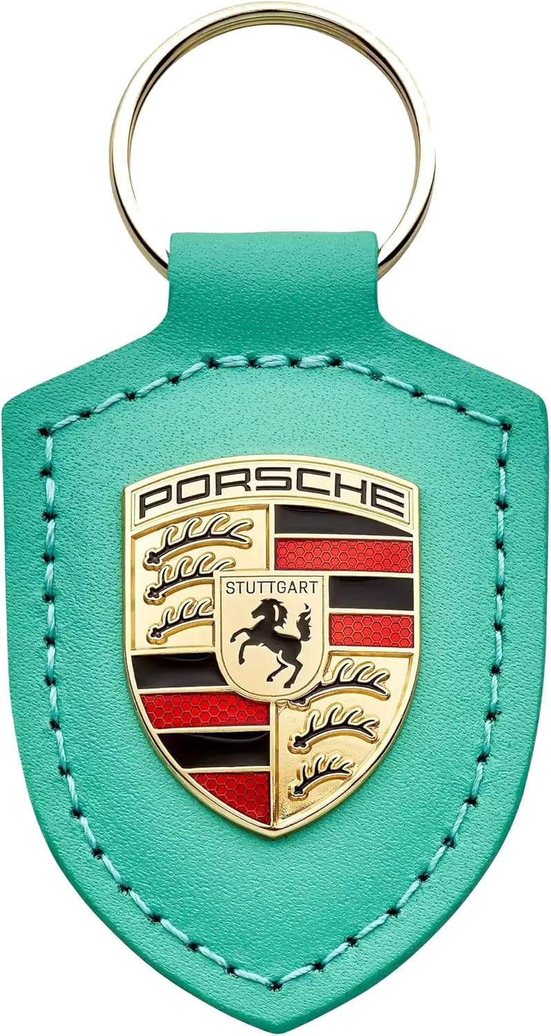 Porsche Mint Green Crest Keyring 'Driven by Dreams' Keyring