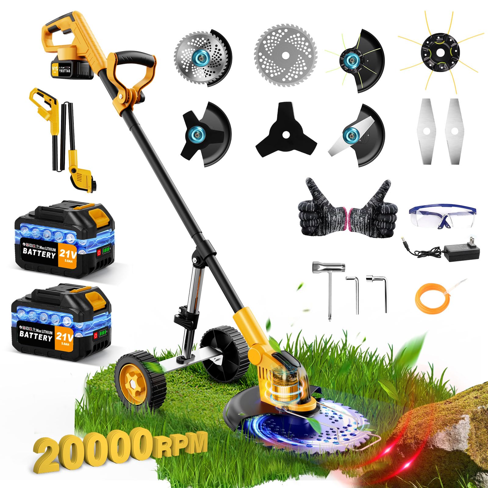 Lemolifys 3-in-1 Heavy Duty Weed Wacker Cordless