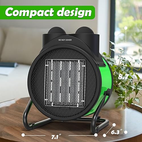 Miniatura 2 de Calentadores de exterior para patio, calentador de garaje portátil de 1500 W con protección contra sobrecalentamiento y calentamiento rápido 3S,