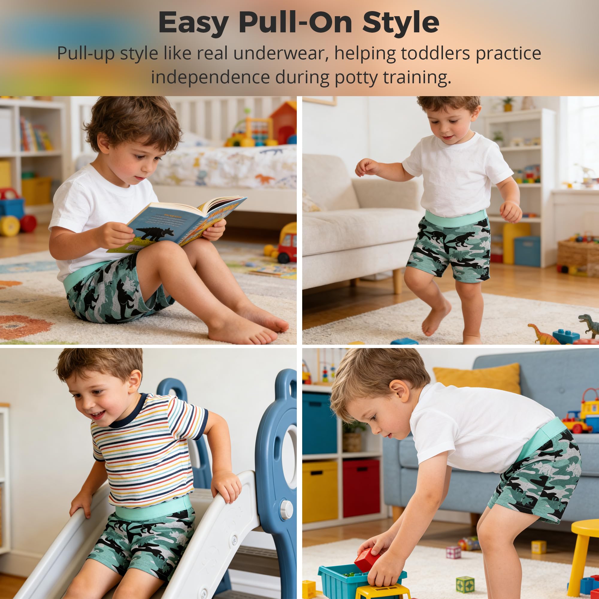 BIG ELEPHANT 6er-Pack Töpfchentraining Unterwäsche für Kleinkinder – 100% Baumwolle Lernhose für Jungen & Mädchen, Waschbare Trainingsunterhose im Boxer-Stil - 3