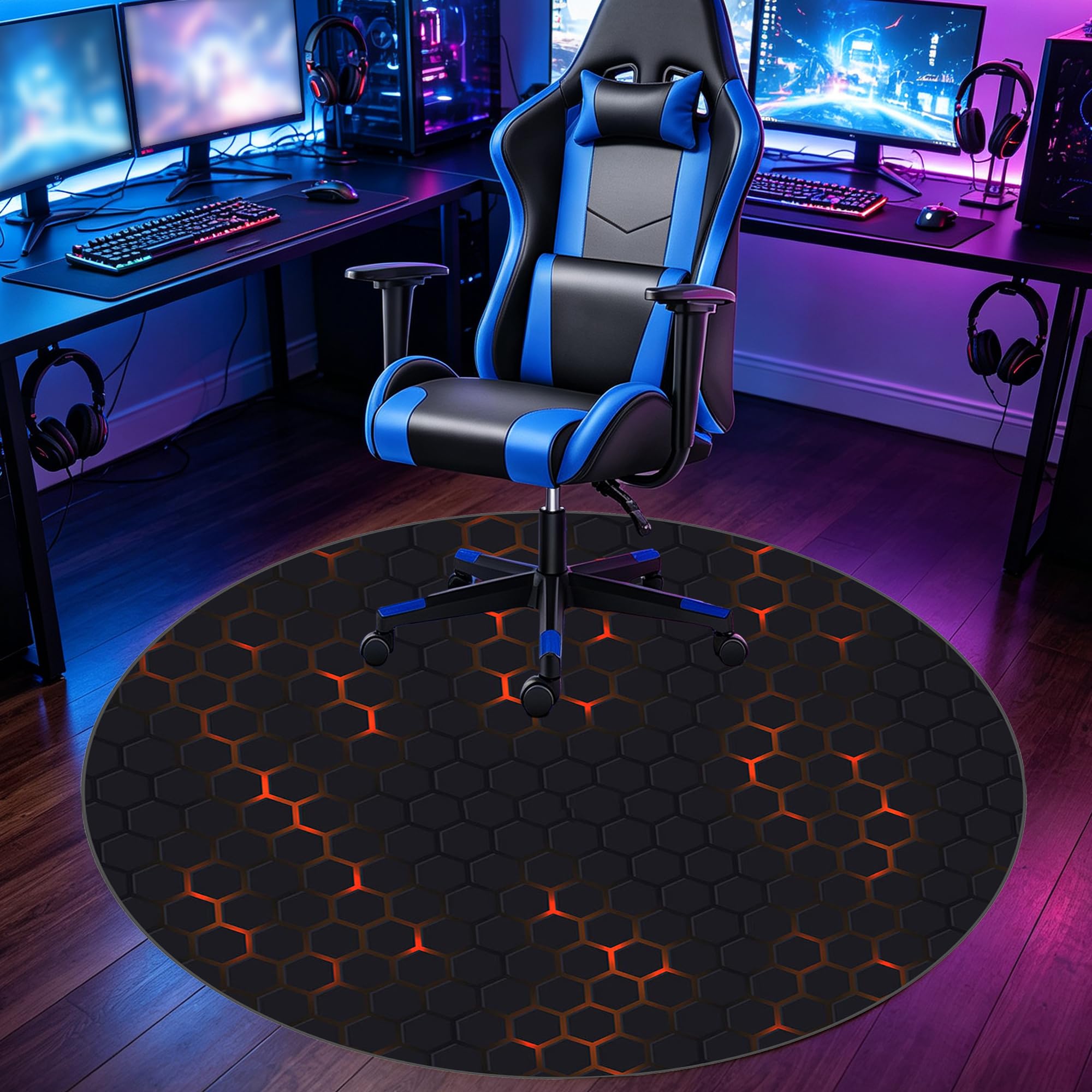Redonda Gaming Protector de Suelo, Alfombra Silla Ruedas Gaming/Oficina