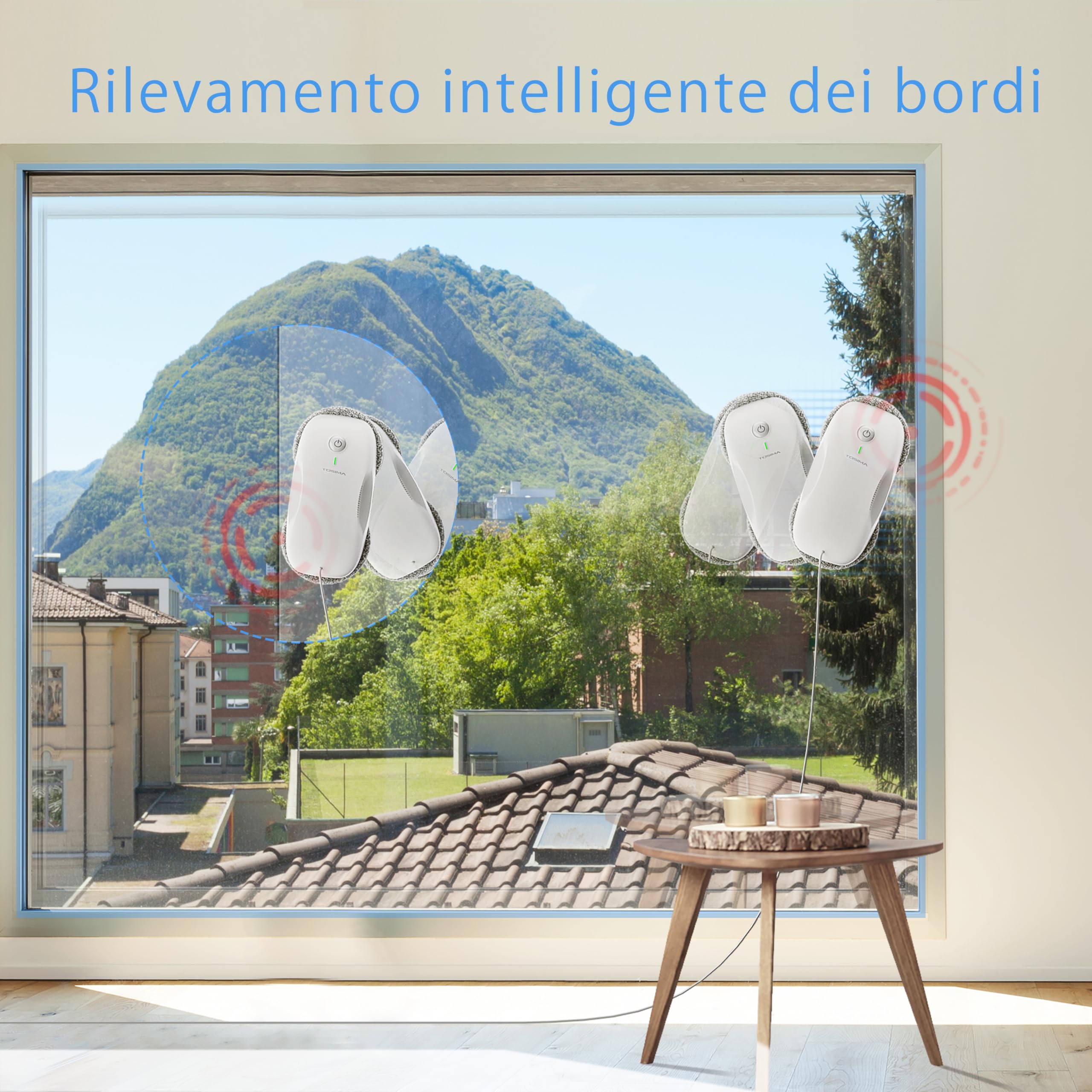 Tosima W2 robot lavavetri,per la pulizia delle finestre con 3800Pa forte aspirazione, triplo sistema di sicurezza,robot per la pulizia delle finestre remoto con 12 pc stracci
