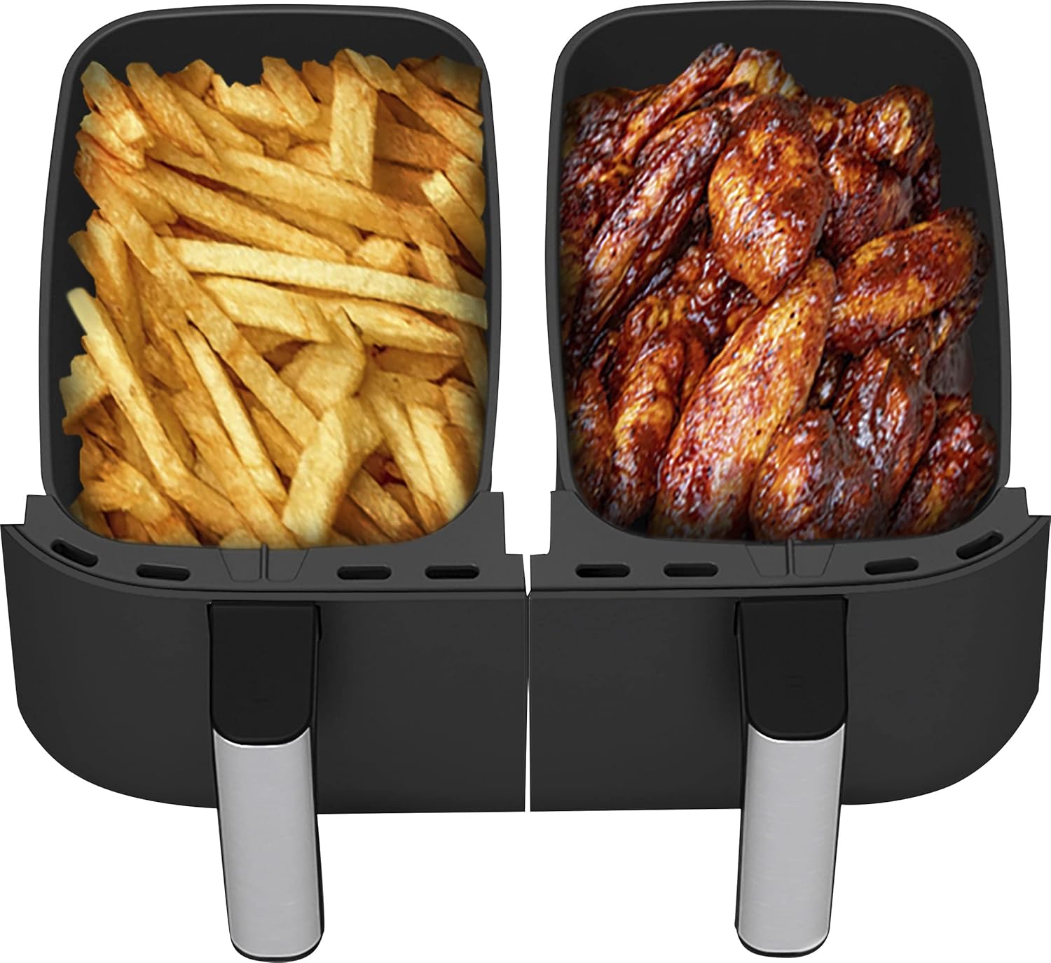 BELLA Pro Series 8-qt. Digital Air Fryer with dual baskets pulled out